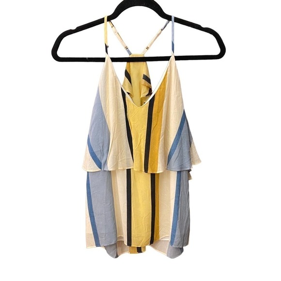Amanda Uprichard Stripe ruffle racerback Tank Blouse Small - Picture 1 of 5
